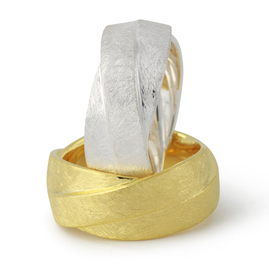 Silberring "three bands", 18ct vergoldet