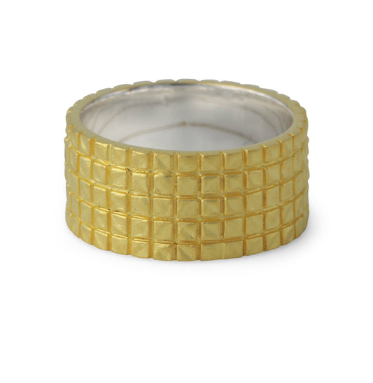 Silberring "Kachel", 18ct vergoldet