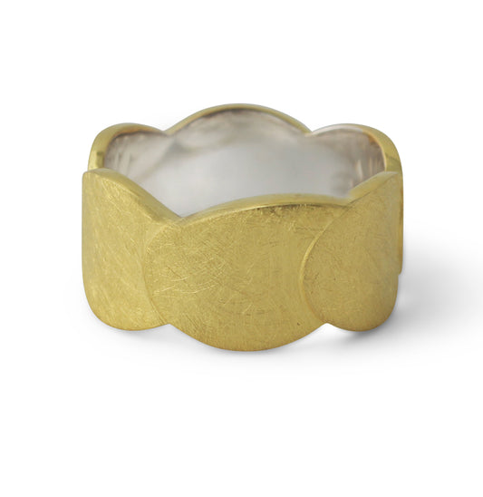 Silberring "Kaskade" breit, 18ct vergoldet