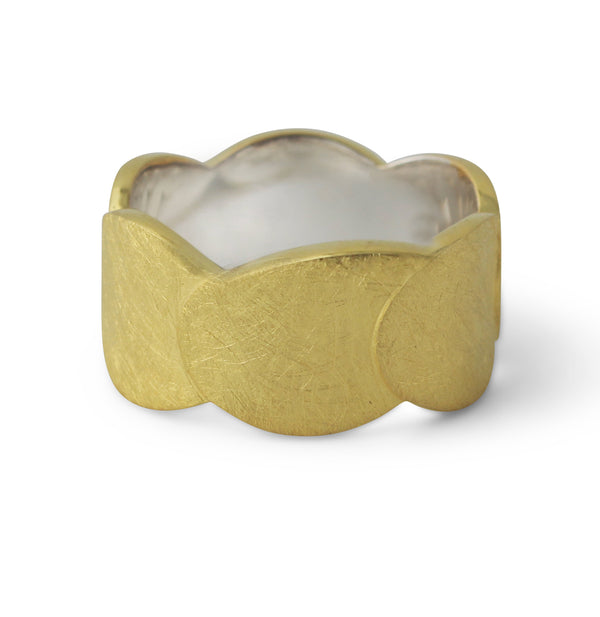Silberring "Kaskade" breit, 18ct vergoldet