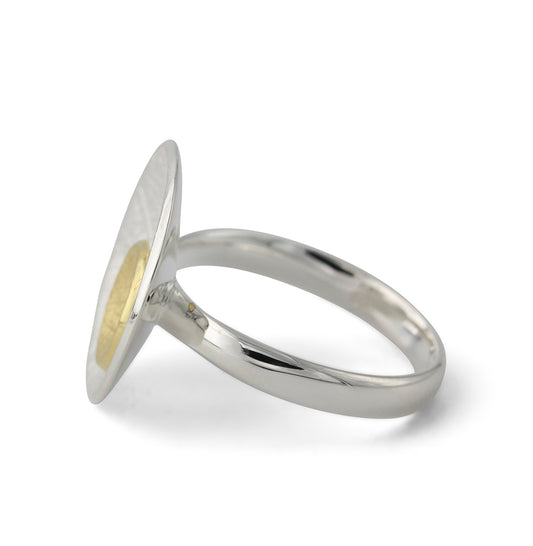 Silberring "2 Schalen", 19mm / 10mm, 18ct vergoldet