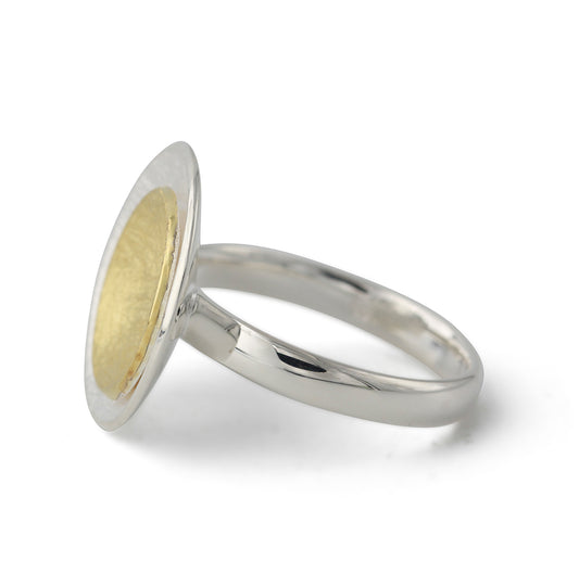 Silberring "2 Schalen", 19mm / 14mm, 18ct vergoldet