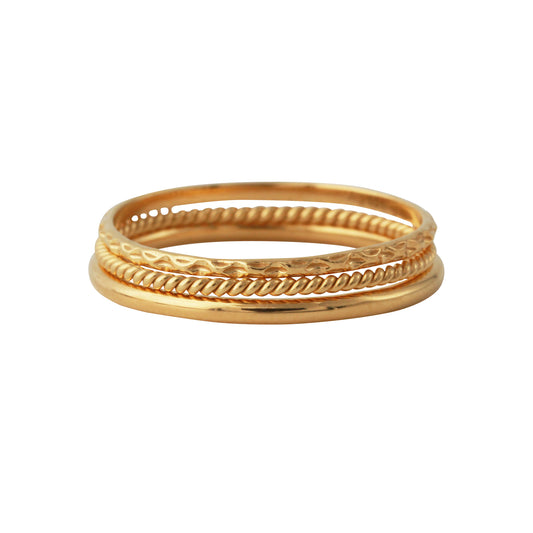 Silberring 3er, 18ct goldplattiert
