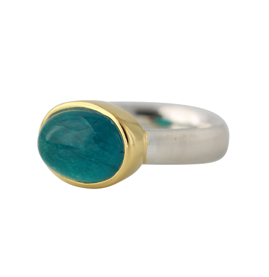 Silberring "Icur" mit 14x10mm Apatit, 18ct vergoldet