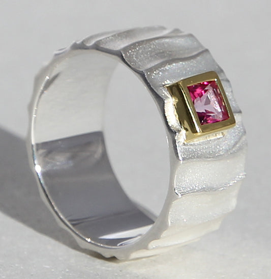 Silberring vergoldet mit Pink Topas