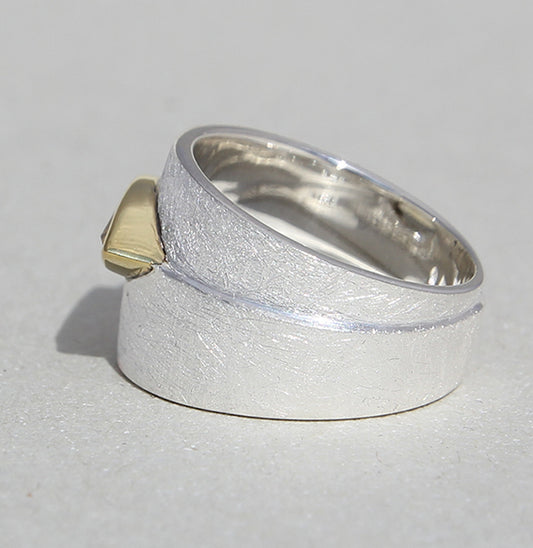 Silberring mit vergoldeter Fassung und 12x4 mm Citrin