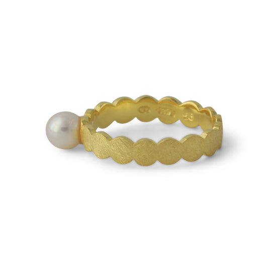 Silberring "Pearl Island" mit 6mm SWZ-Perle, 18ct vergoldet