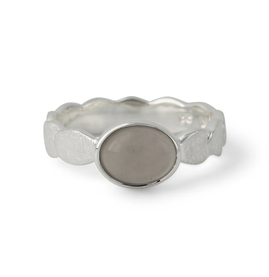Silberring mit 9x7mm Mondstein grau