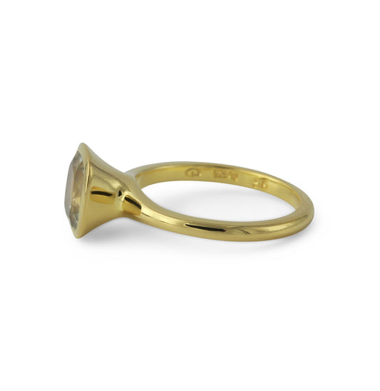 Silberring mit 8x8mm Prasiolith, 18ct vergoldet