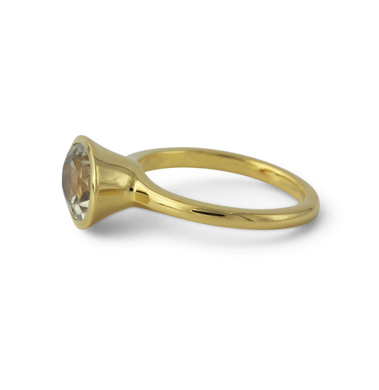 Silberring mit 10x8mm Prasiolith, 18ct vergoldet