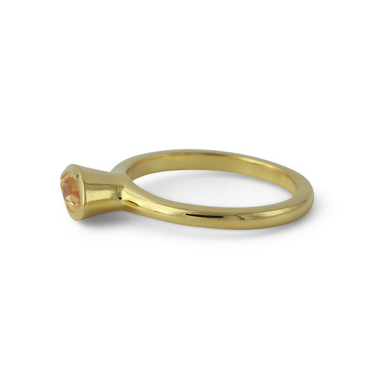 Silberring mit 8x4mm Citrin, 18ct vergoldet