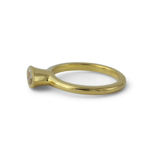 Silberring mit 8x4mm Prasiolith, 18ct vergoldet