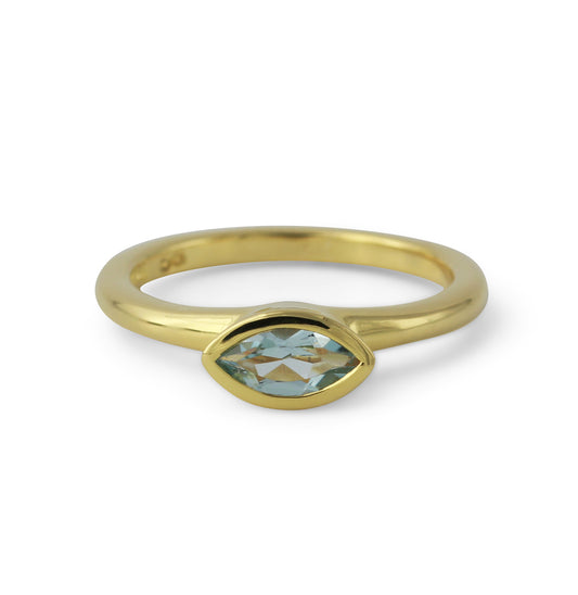 Silberring mit 8x4mm Topas, 18ct vergoldet