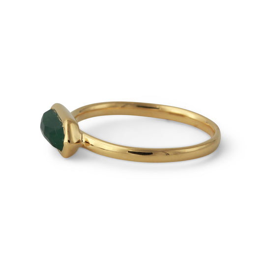 Silberring mit 4x10mm Aventurin, 18ct vergoldet