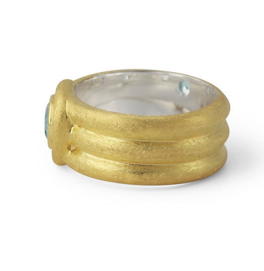 Silberring mit 6mm Bergkristall, 18ct vergoldet