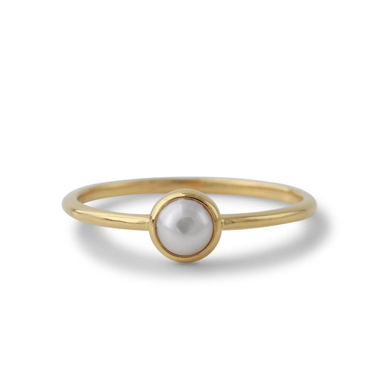 Silberring 18ct vergoldet mit 4mm SWZ-Perle