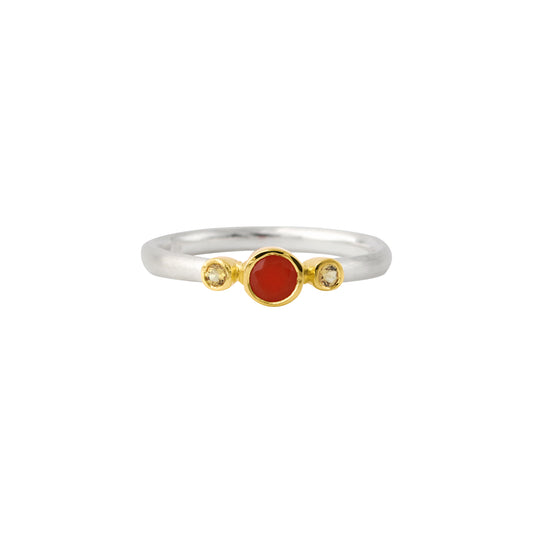 Silberring, 18ct goldplattiert, mit Carneol & Citrin