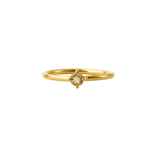 Silberring, 18ct goldplattiert, mit Citrin