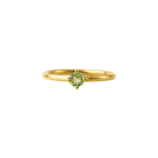 Silberring, 18ct goldplattiert, mit Peridot