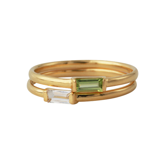 Silberring 18ct goldplattiert mit 2,5x5mm Peridot