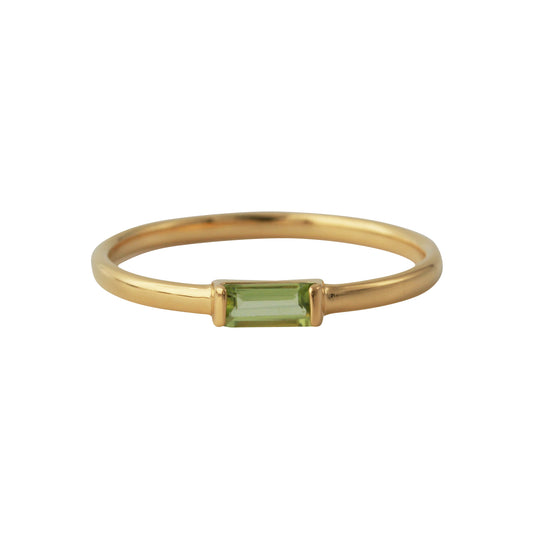 Silberring 18ct goldplattiert mit 2,5x5mm Peridot