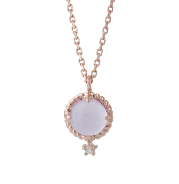 Silbercollier mit 6mm Amethyst & 1,5mm Topas, 18ct rosé vergoldet, Kette 40+5 cm