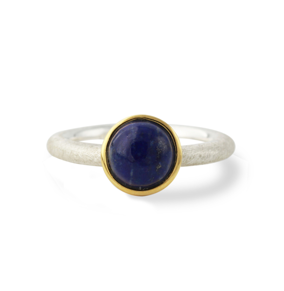 Silberring mit 8mm Lapis, 18ct vergoldet