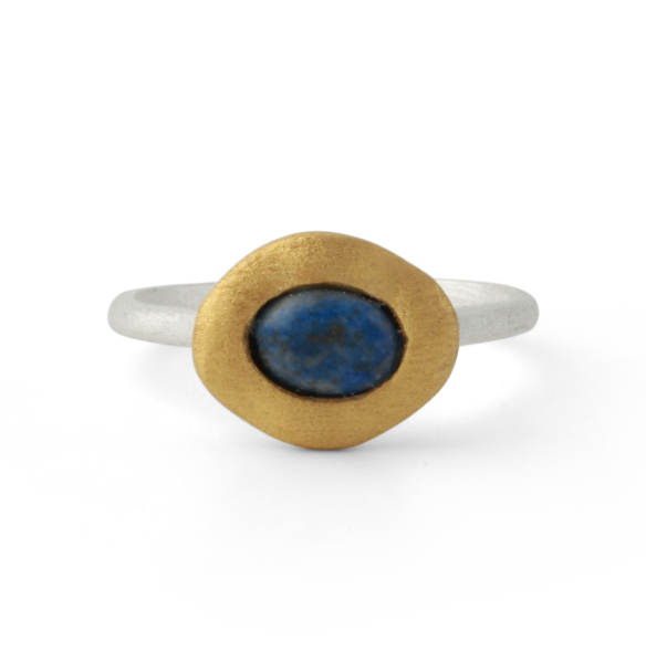 Silberring mit Lapis, 18ct vergoldet